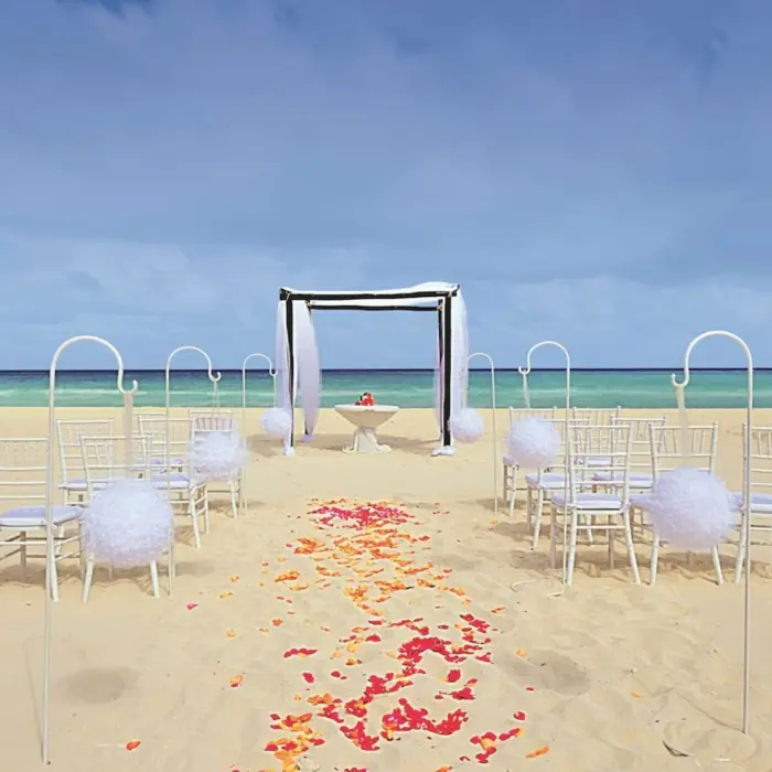 beach wedding setup at Allegro Playacar