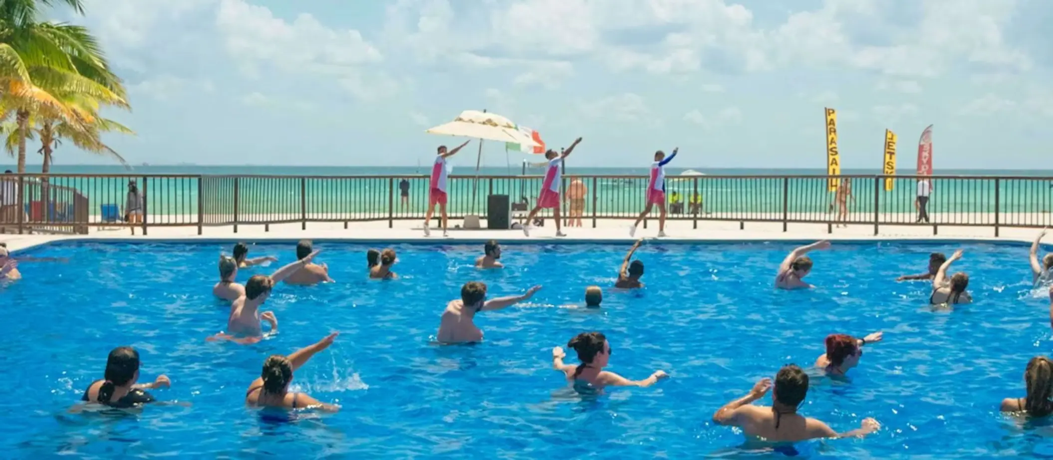 in pool activities at Allegro Playacar