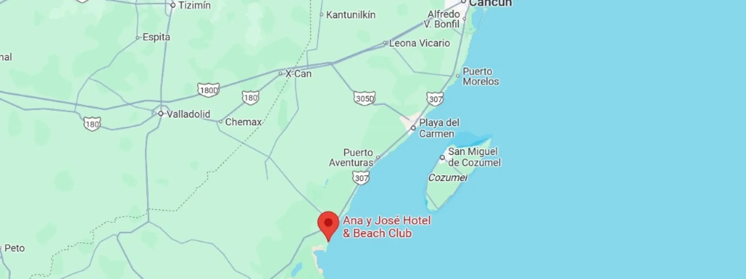 map showing location of Ana y Jose Hotel & Spa in Mexico