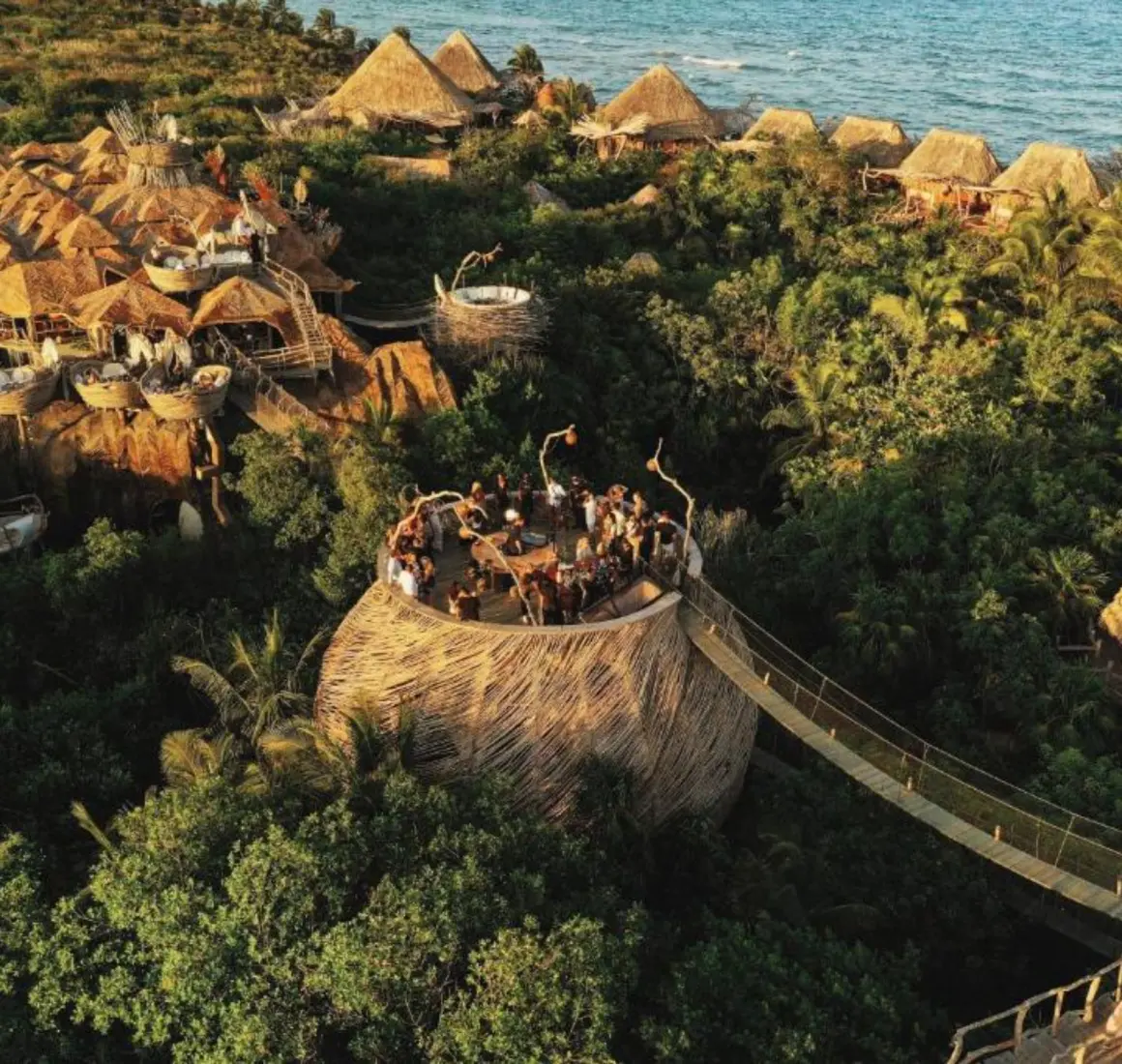 aerial view of Azulik Tulum with its restaurant and villas
