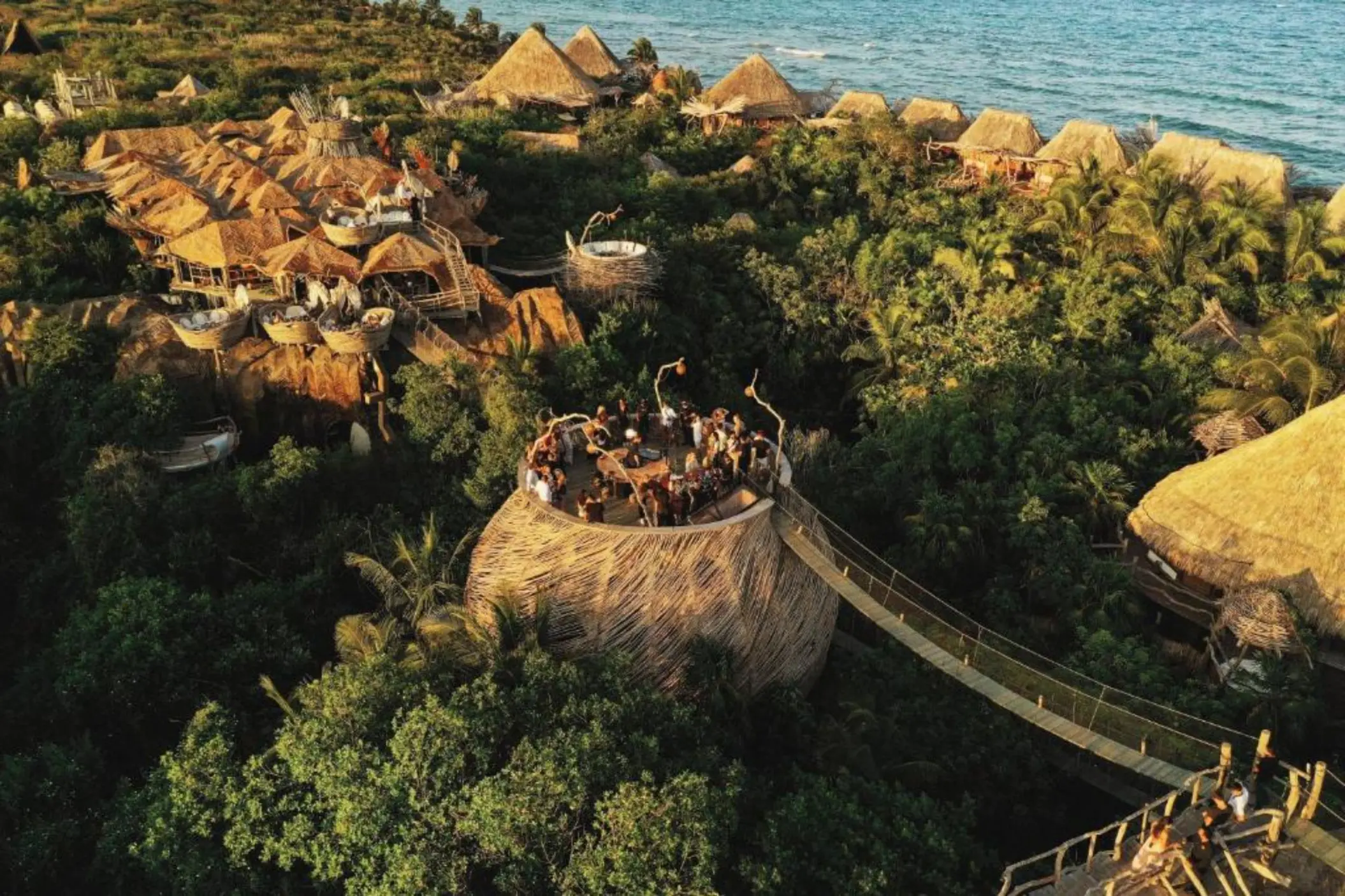 aerial view of Azulik Tulum with its restaurant and villas