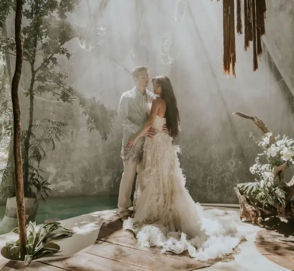 bride and groom at Azulik Tulum