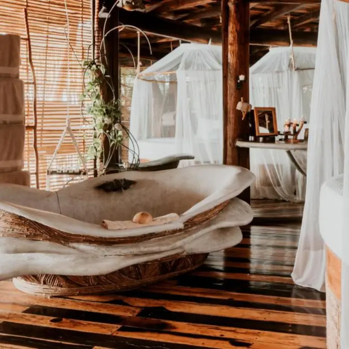 unique tub inside the sea villa at Azulik Tulum