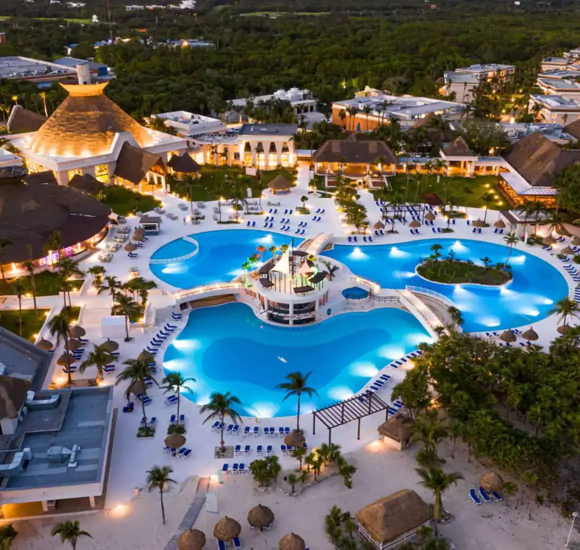 pool and resort grounds aerial view Bahia Principe Grand Tulum