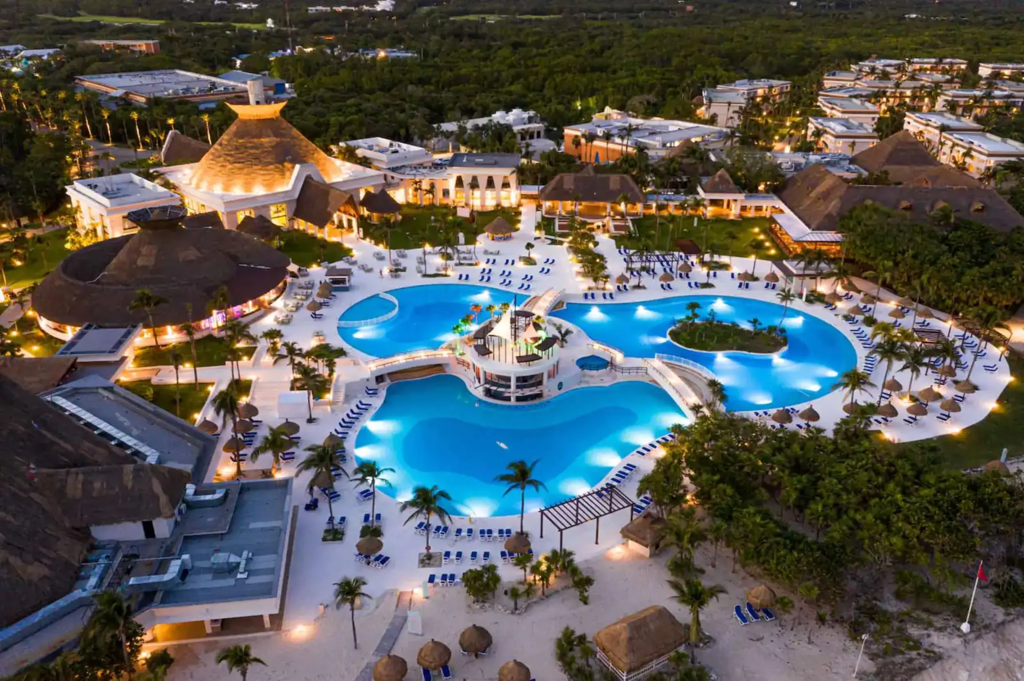 pool and resort grounds aerial view Bahia Principe Grand Tulum
