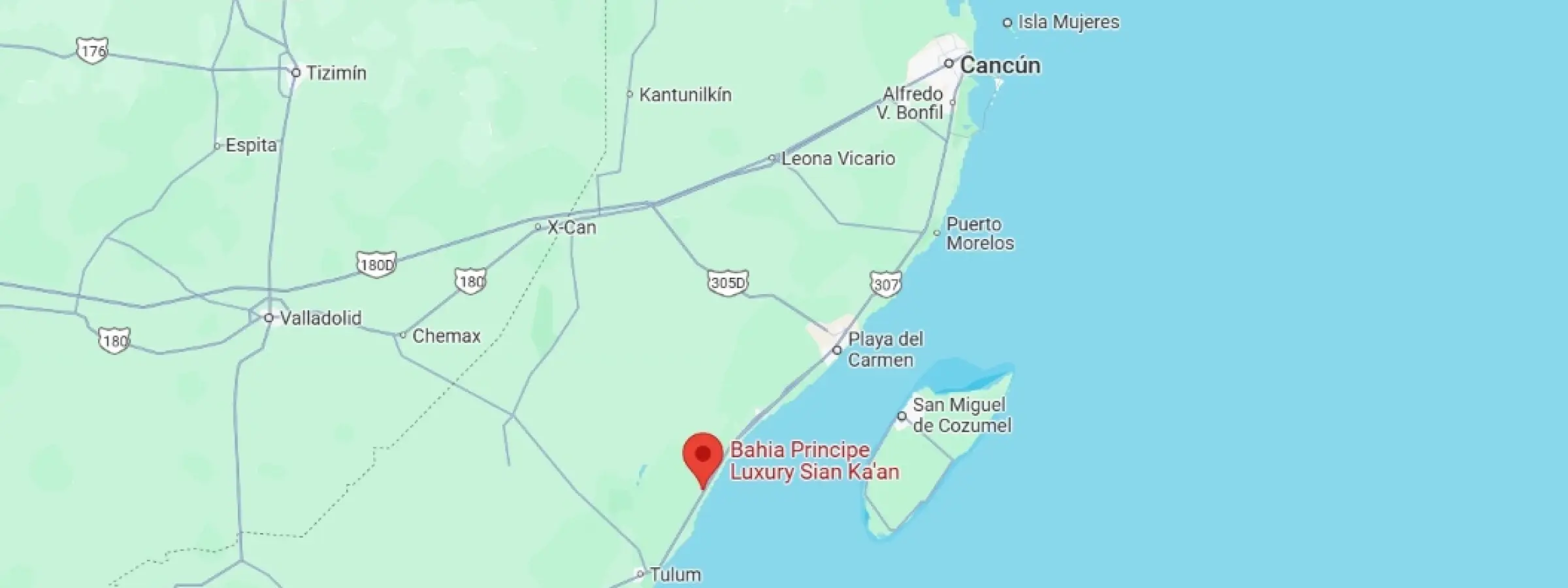 map showing location of Bahia Principe Luxury Sian Ka'an in Mexico