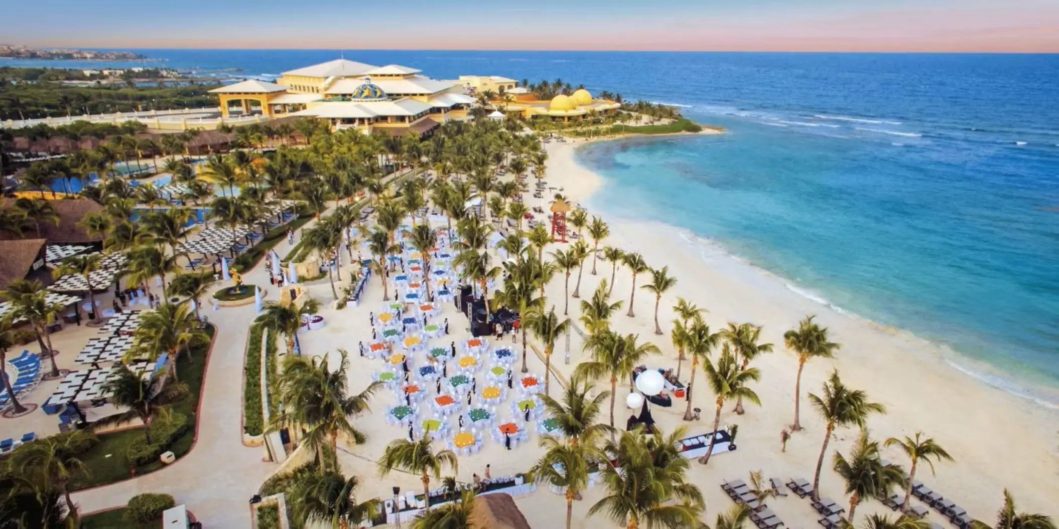 wedding reception on the beach at Barcelo Maya Palace