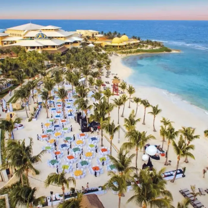 wedding reception on the beach at Barcelo Maya Palace