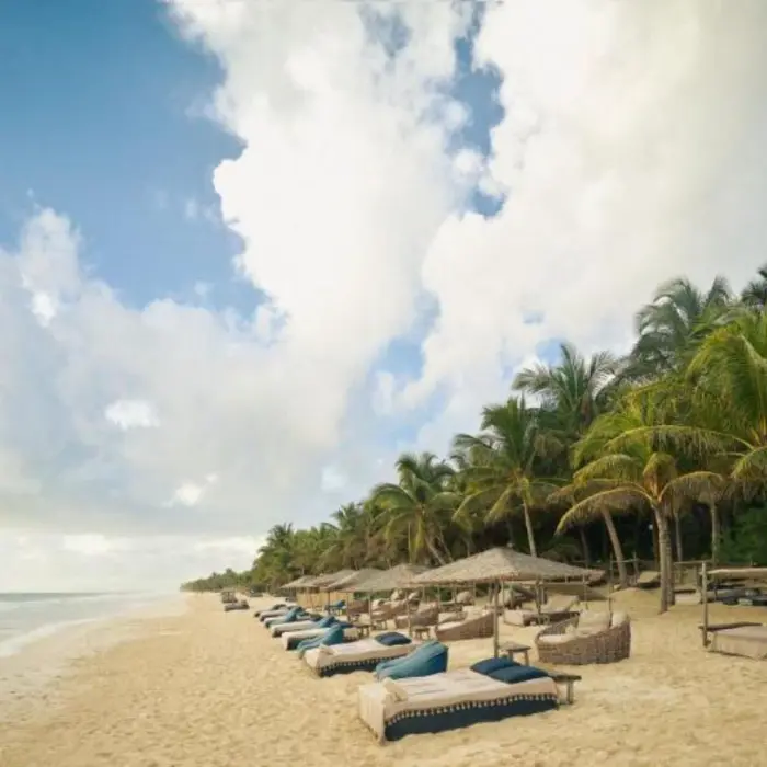 beach with loungers at Be Tulum resort