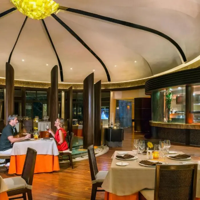 couple at a restaurant at Blue Diamond Luxury Boutique Hotel