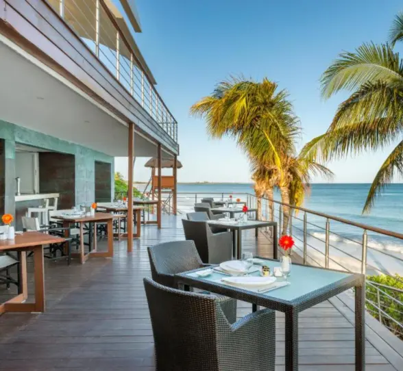 oceanfront restaurant at Blue Diamond Luxury Boutique Hotel