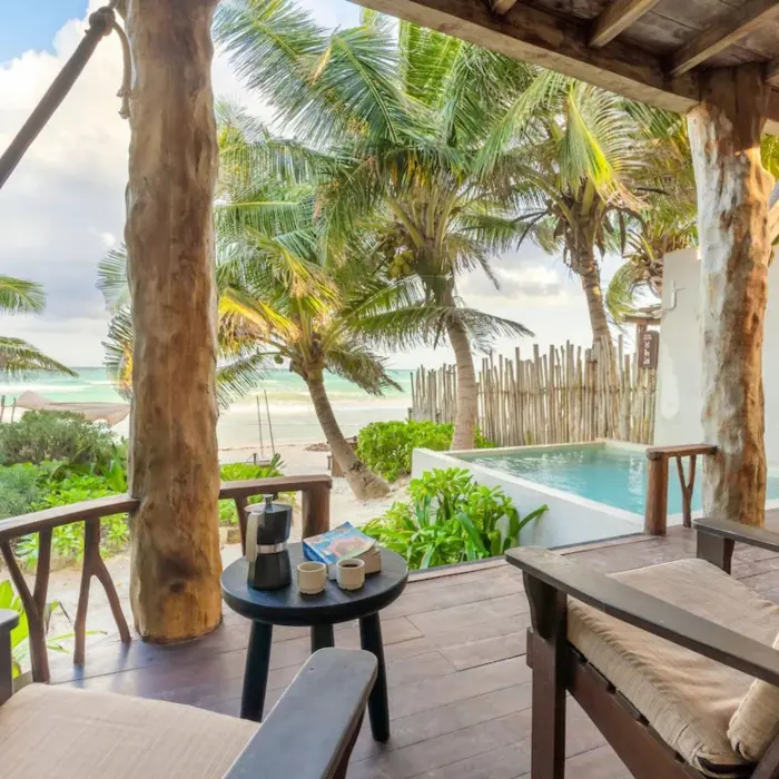 balcony of a suite at Casa Ganesh tulum