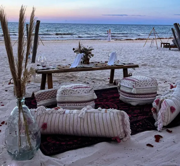 barefoot dinner on the beach at Casa Ganesh tulum