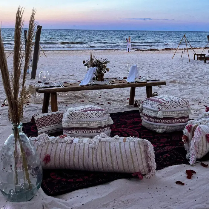 barefoot dinner on the beach at Casa Ganesh tulum