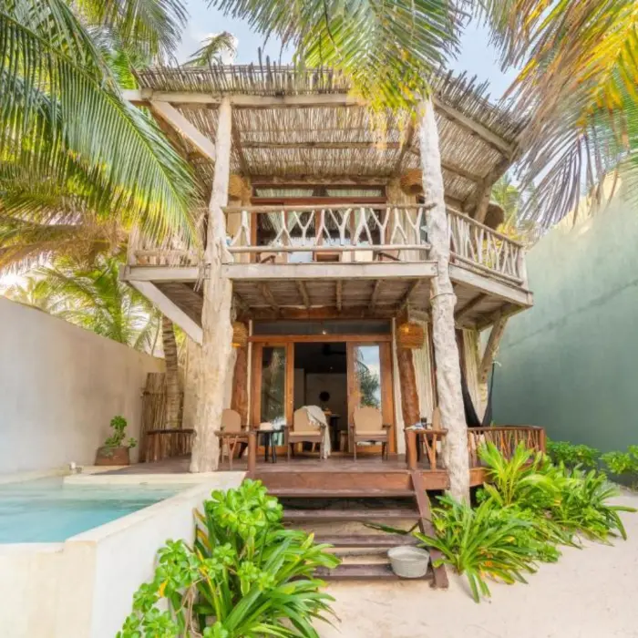 exterior of beachfront villa at Casa Ganesh tulum