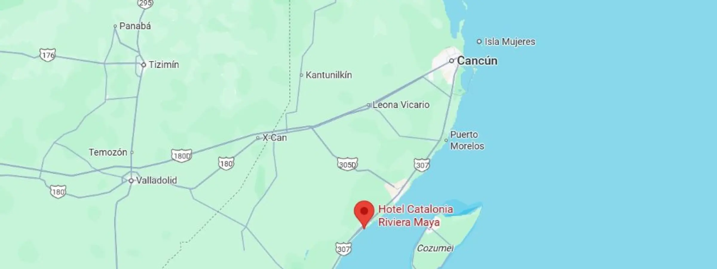 map showing location of Catalonia Riviera Maya Resort & Spa in Mexico