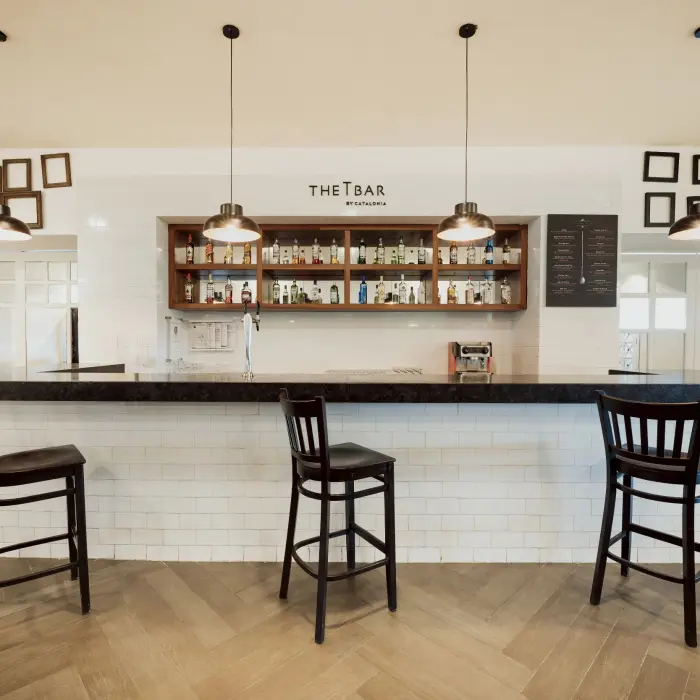 A modern, minimalist bar with 