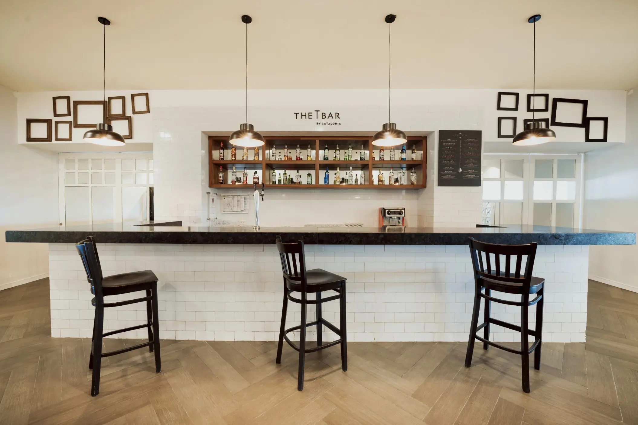A modern, minimalist bar with 