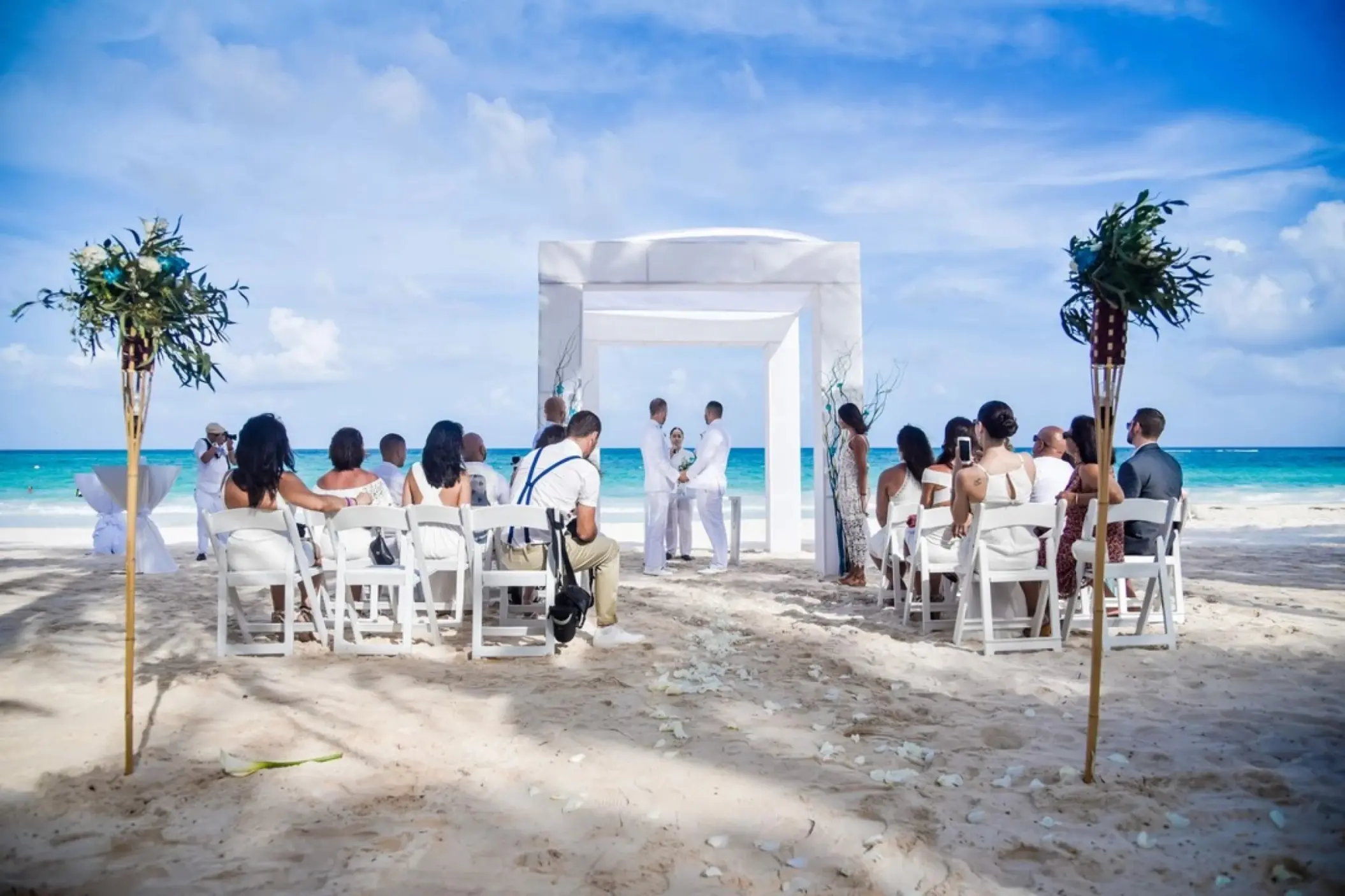 lgbtq wedding on the beach at Catalonia Royal Tulum