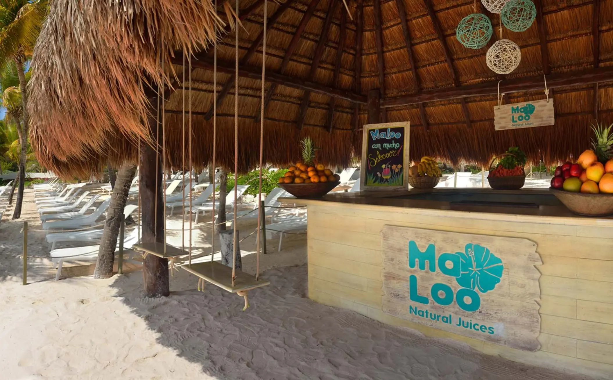 ma loo juice bar on the beach at Catalonia Royal Tulum