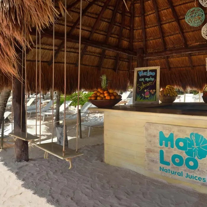 ma loo juice bar on the beach at Catalonia Royal Tulum