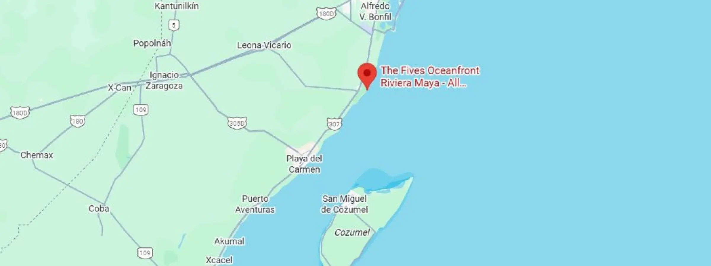 map showing location of the fives oceanfront in Mexico