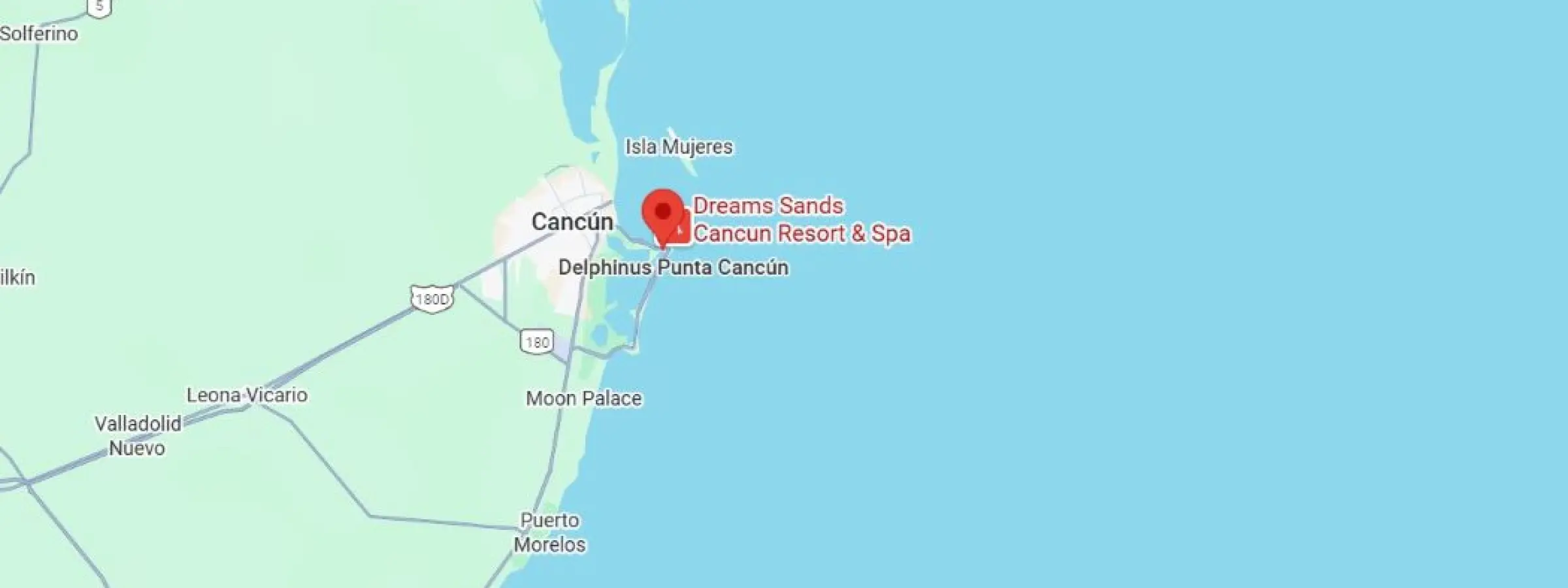map showing location of dreams sands cancun in mexico