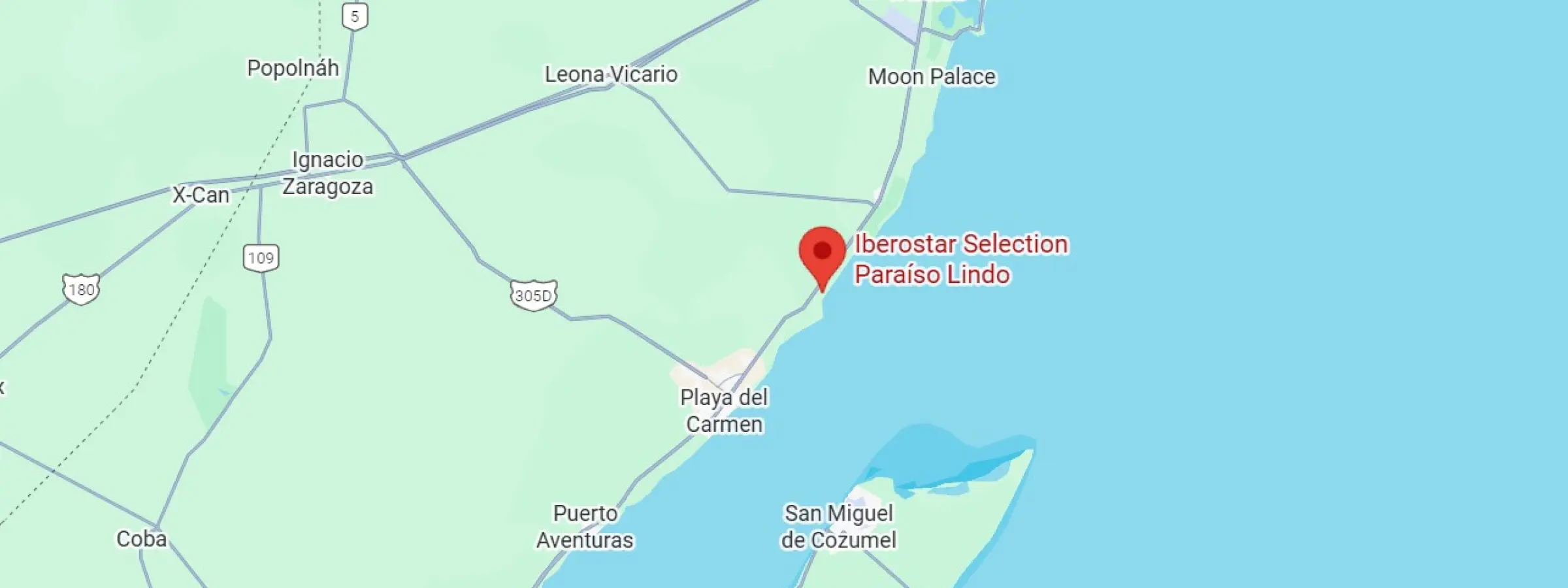 map showing location of iberostar selection paraiso lindo in Mexico