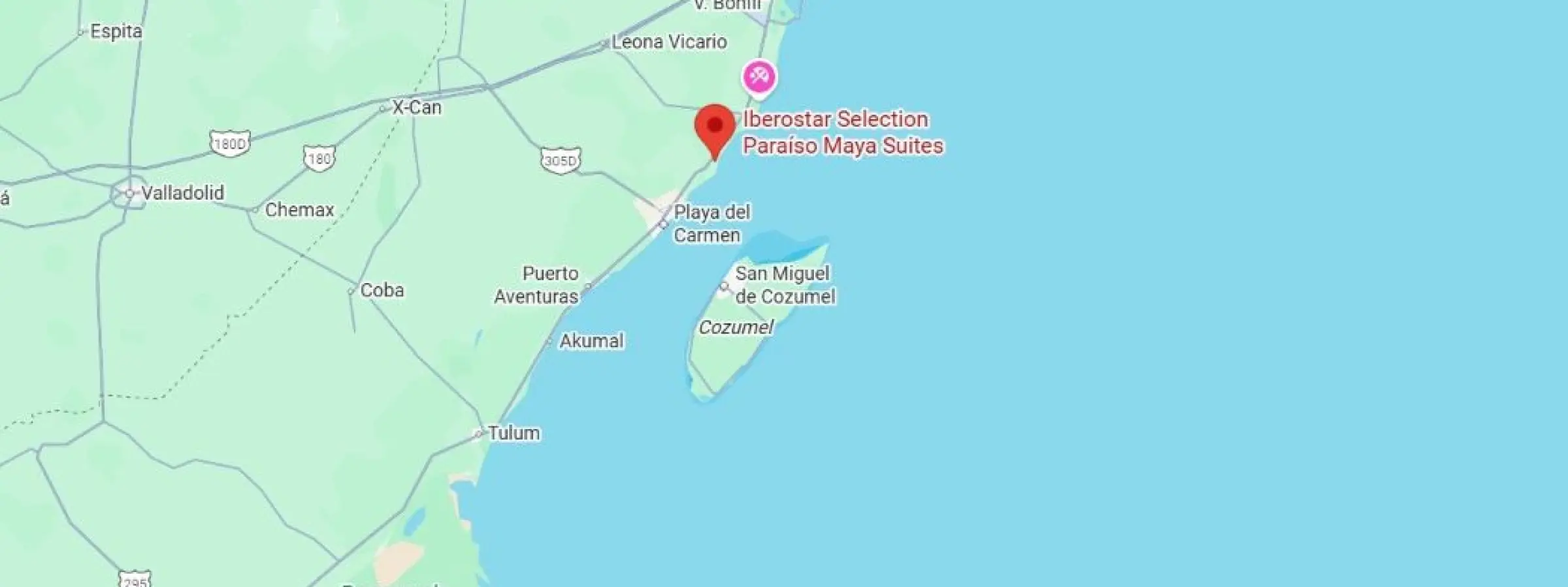 map showing location of iberostar selection paraiso maya suites in Mexico