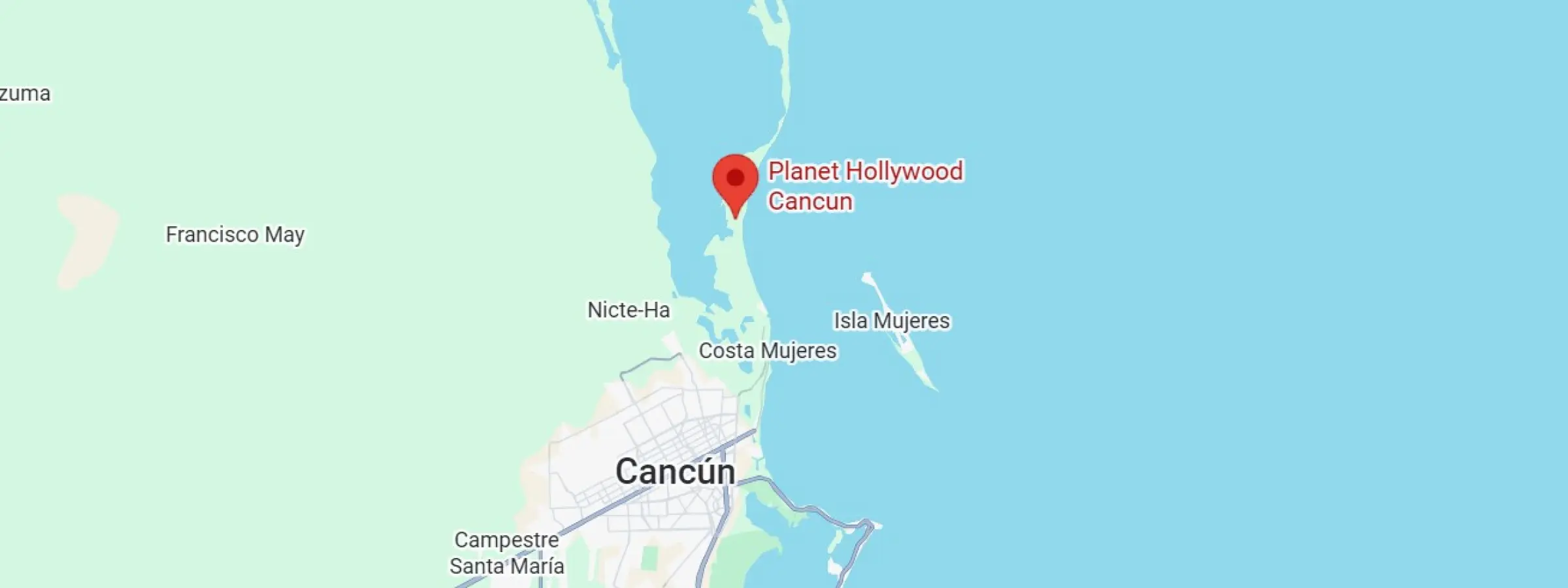 map showing location of planet hollywood cancun in mexico