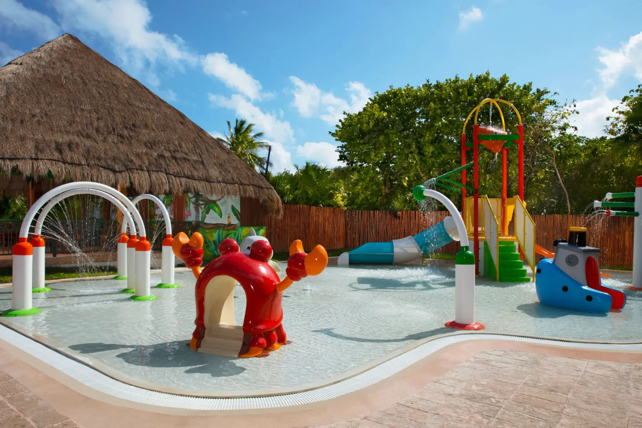Colorful kids’ splash park at Dreams Sapphire Resort & Spa
