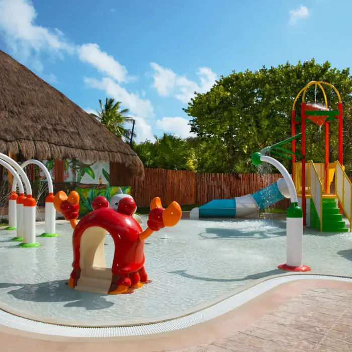 Colorful kids’ splash park at Dreams Sapphire Resort & Spa