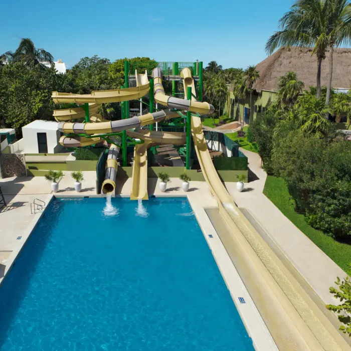 Towering waterslides and thrilling rides for all ages at Dreams Sapphire Resort & Spa