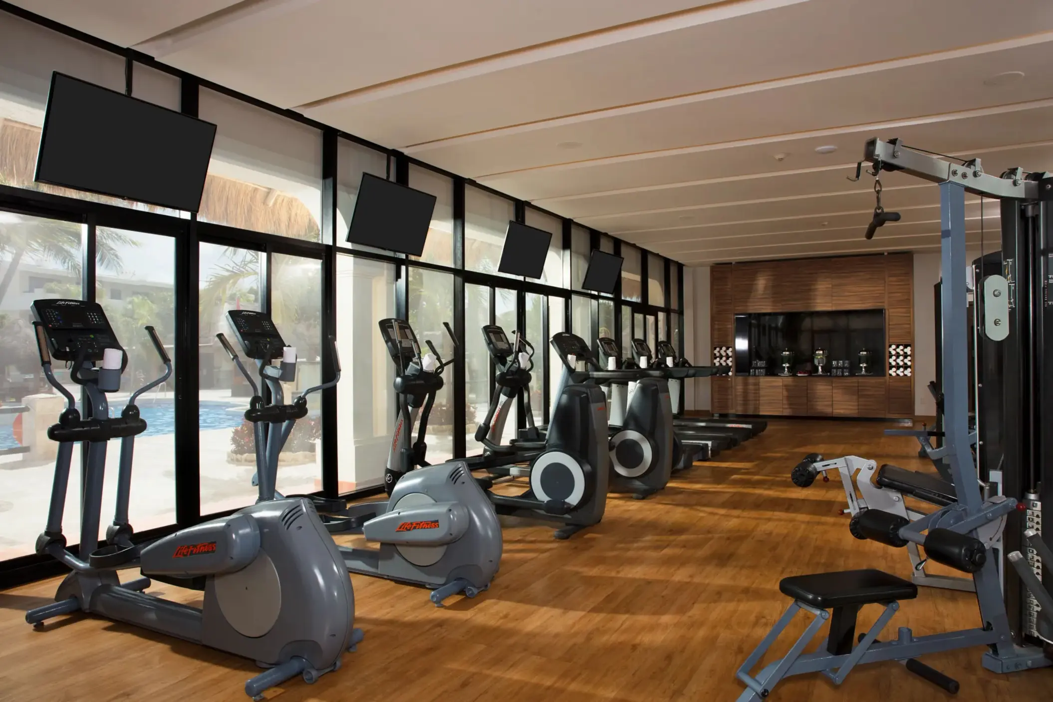 State-of-the-art fitness center at Dreams Sapphire Resort & Spa, keep your goals on track in paradise.