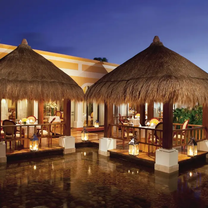 Romantic terrace seating at Paramour, perfect for sunset dinners and French fine dining under the stars.