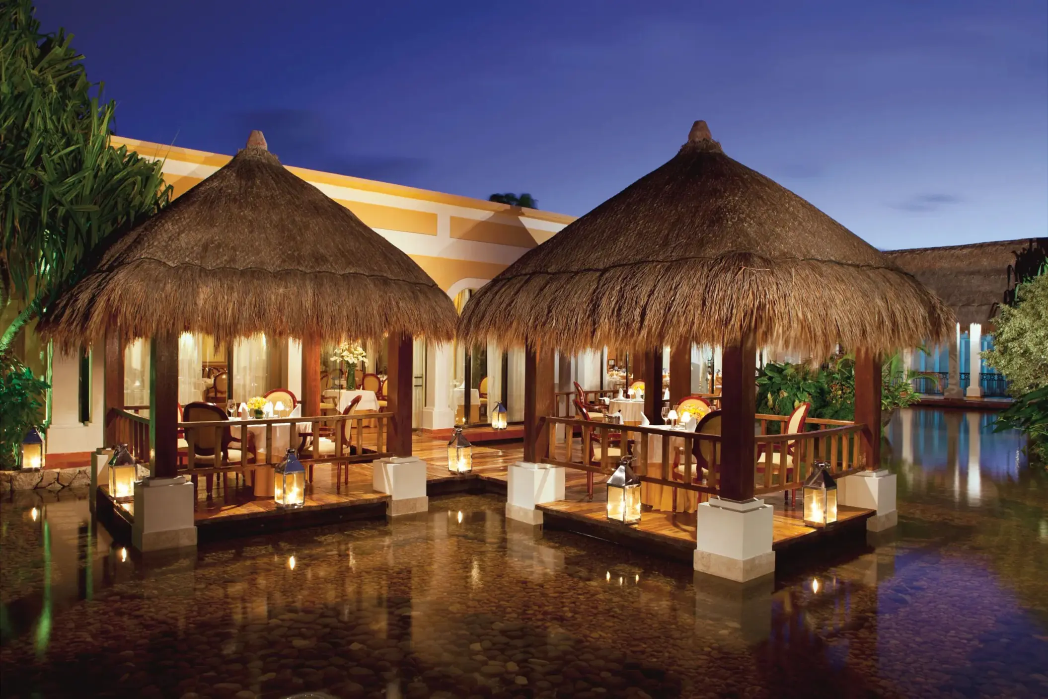 Romantic terrace seating at Paramour, perfect for sunset dinners and French fine dining under the stars.