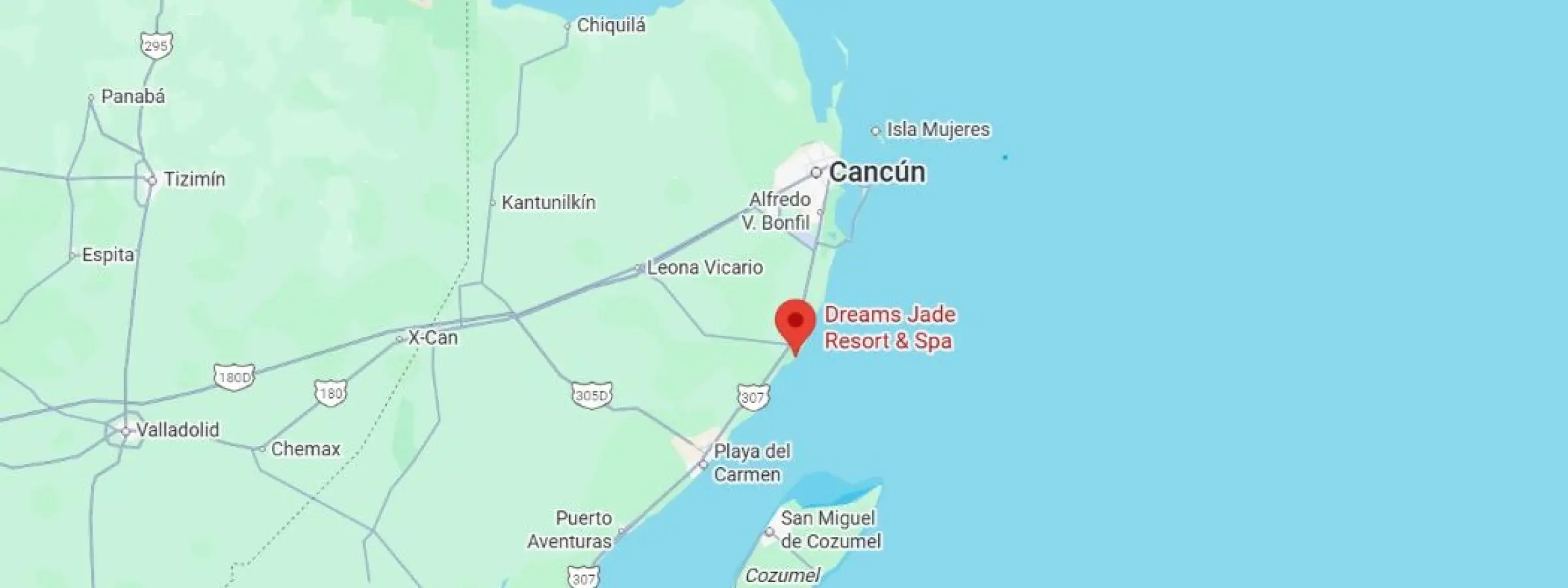 map showing location of dreams jade in Mexico