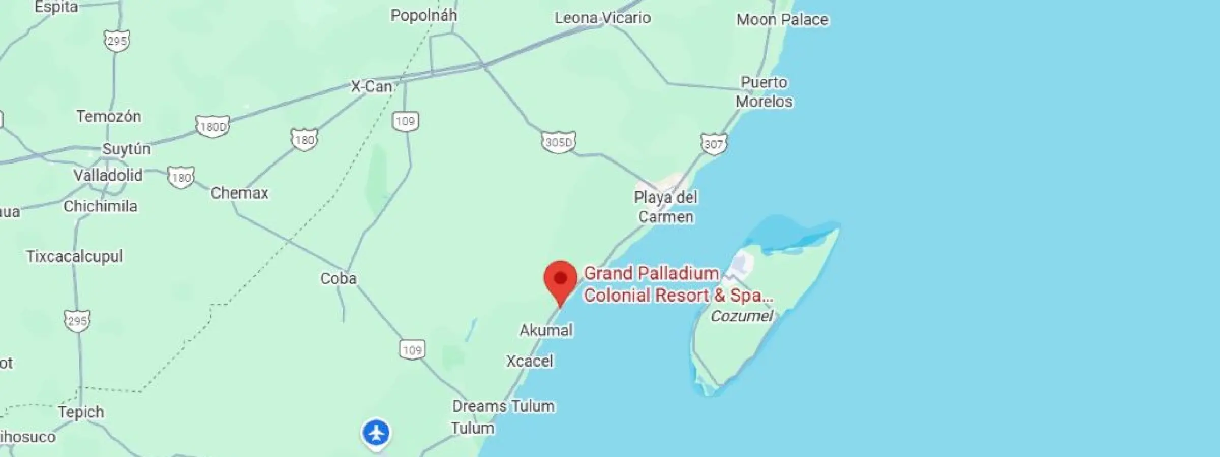 map showing location of grand palladium colonial in mexico