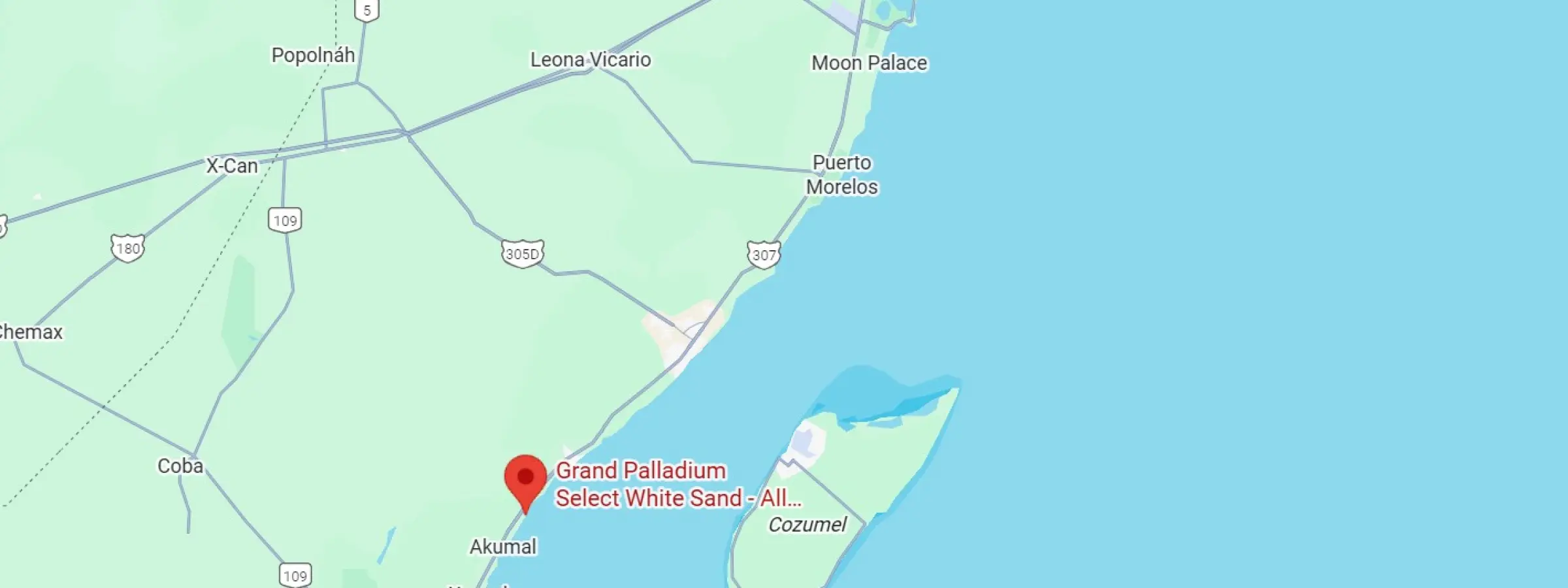 map showing location of grand palladium select white sand in mexico