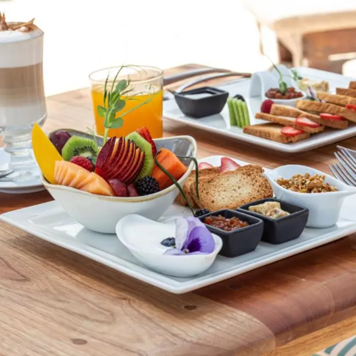 breakfast spread at dune boutique hotel tulum