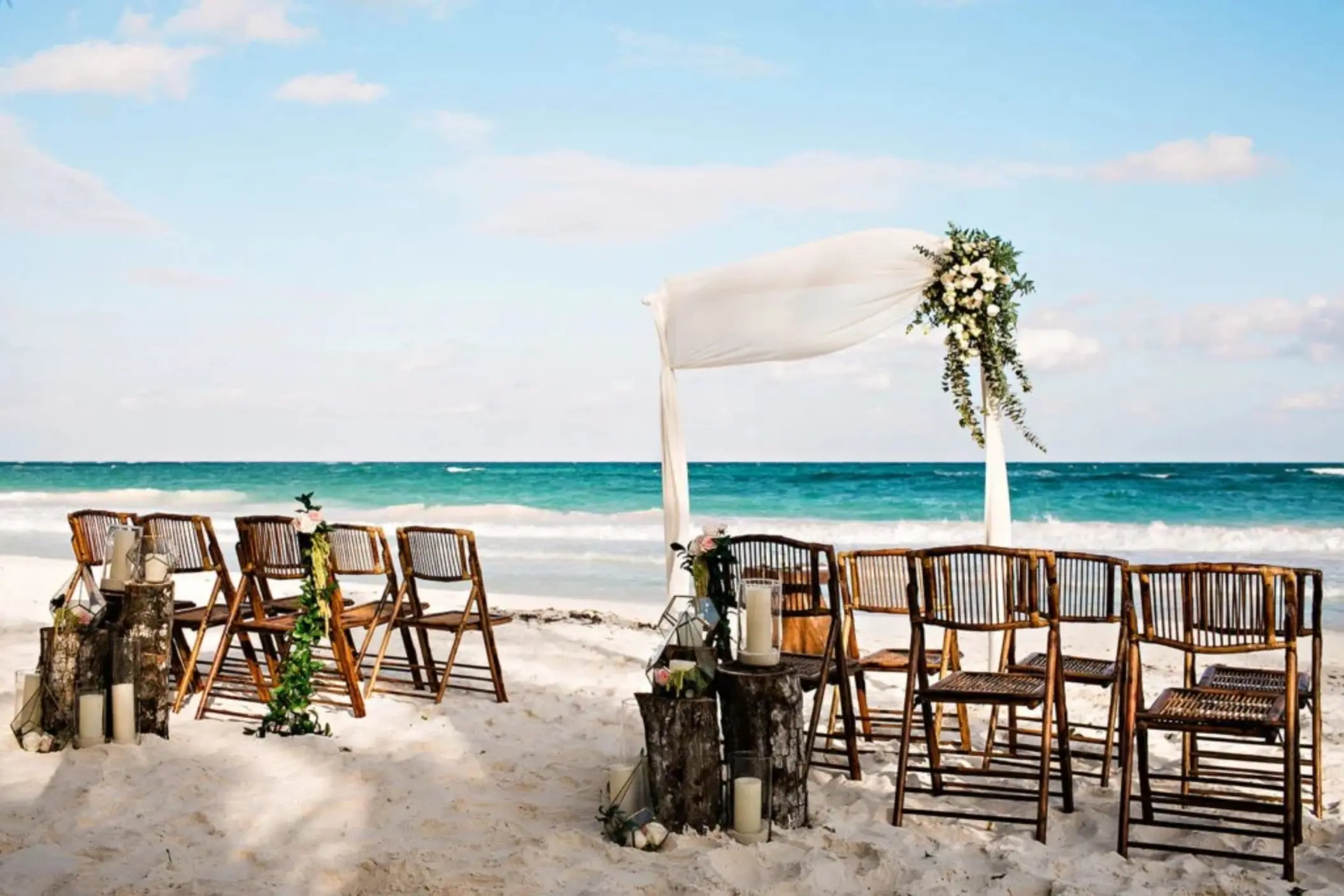 wedding ceremony setup on the beach at dune boutique hotel tulum