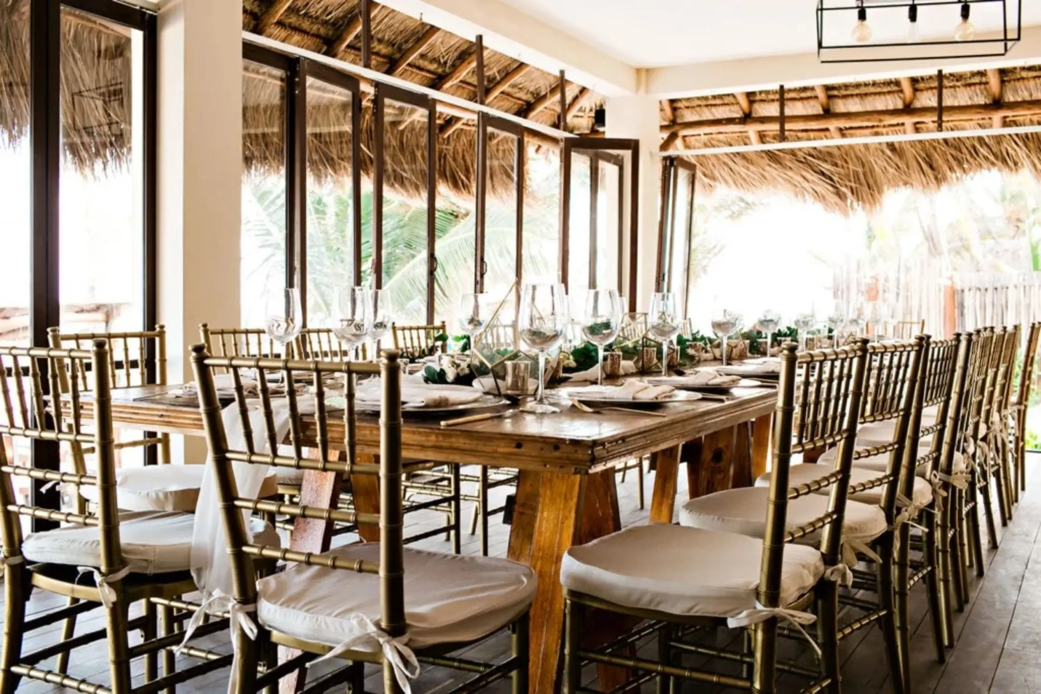 wedding table setup at dune boutique hotel tulum
