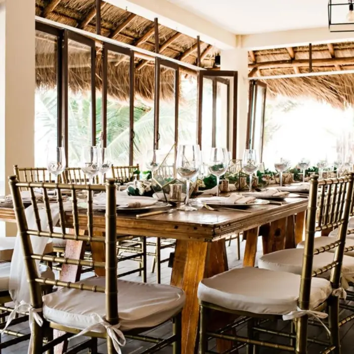 wedding table setup at dune boutique hotel tulum