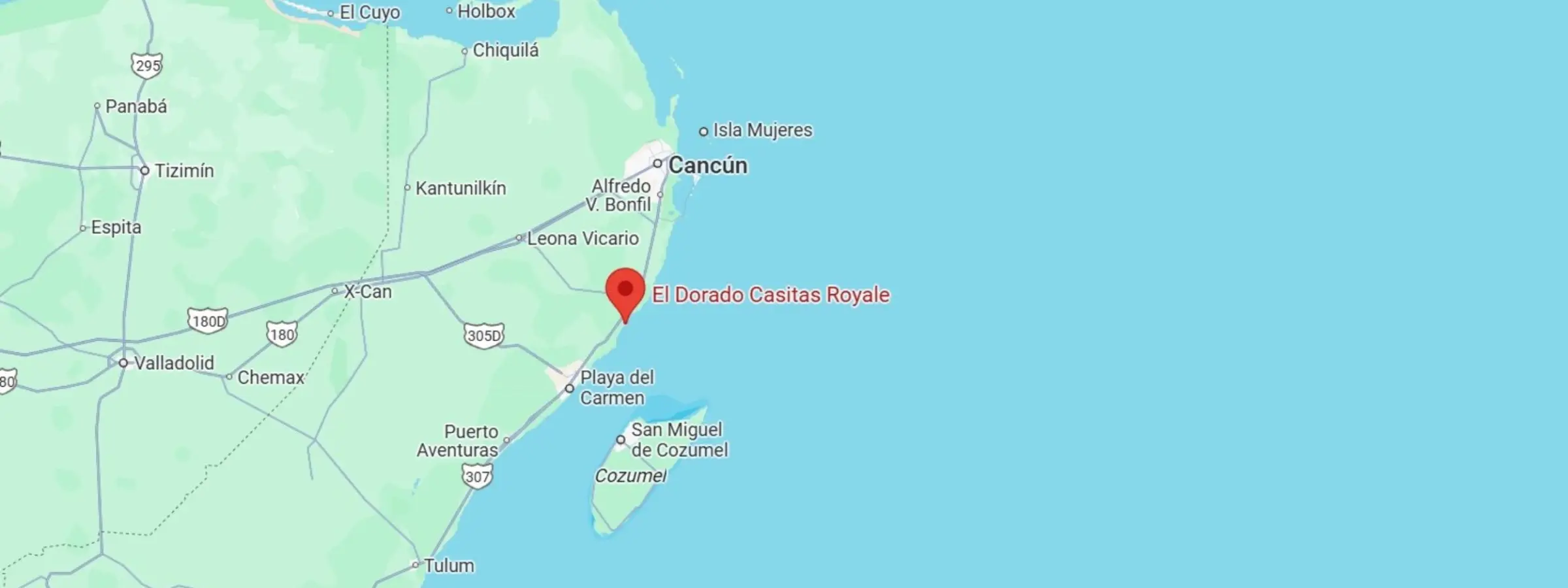 map showing location of El Dorado Casitas Royale in Mexico