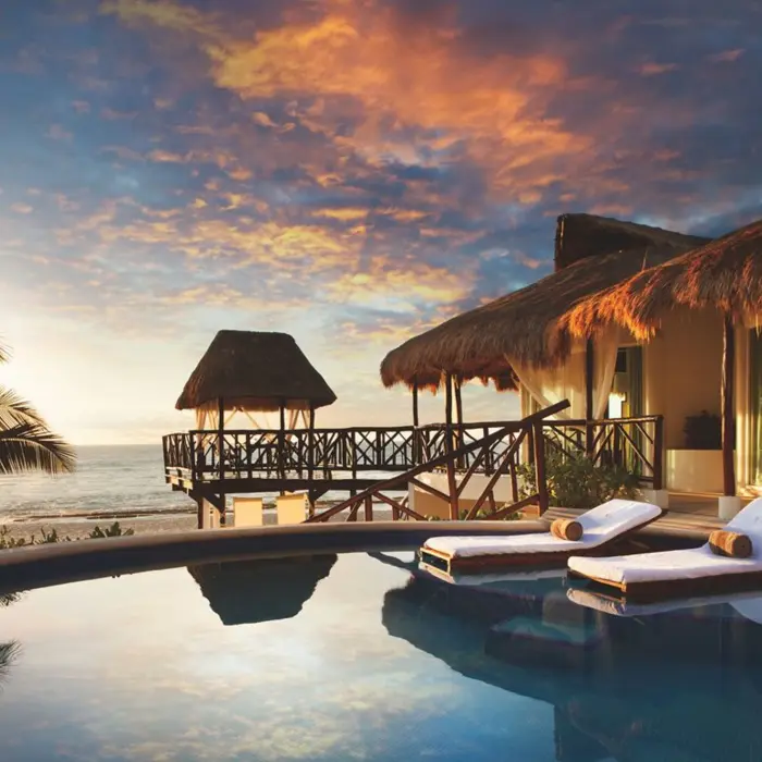 sunset over a casita at El Dorado Casitas Royale
