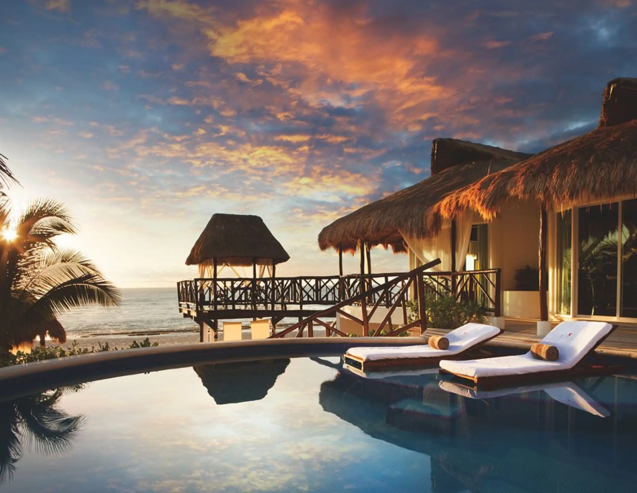 sunset over a casita at El Dorado Casitas Royale