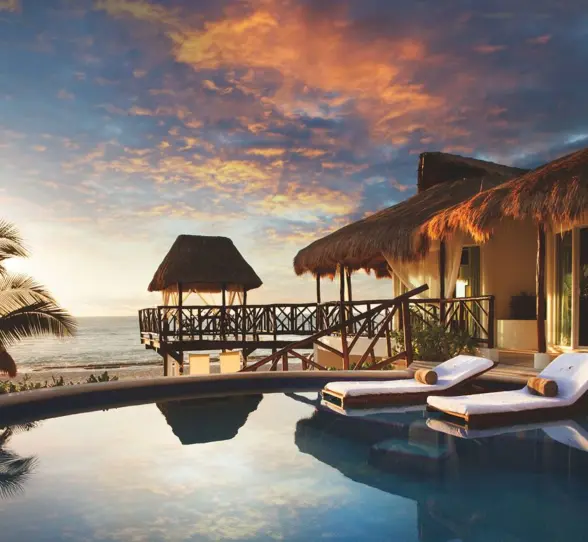 sunset over a casita at El Dorado Casitas Royale