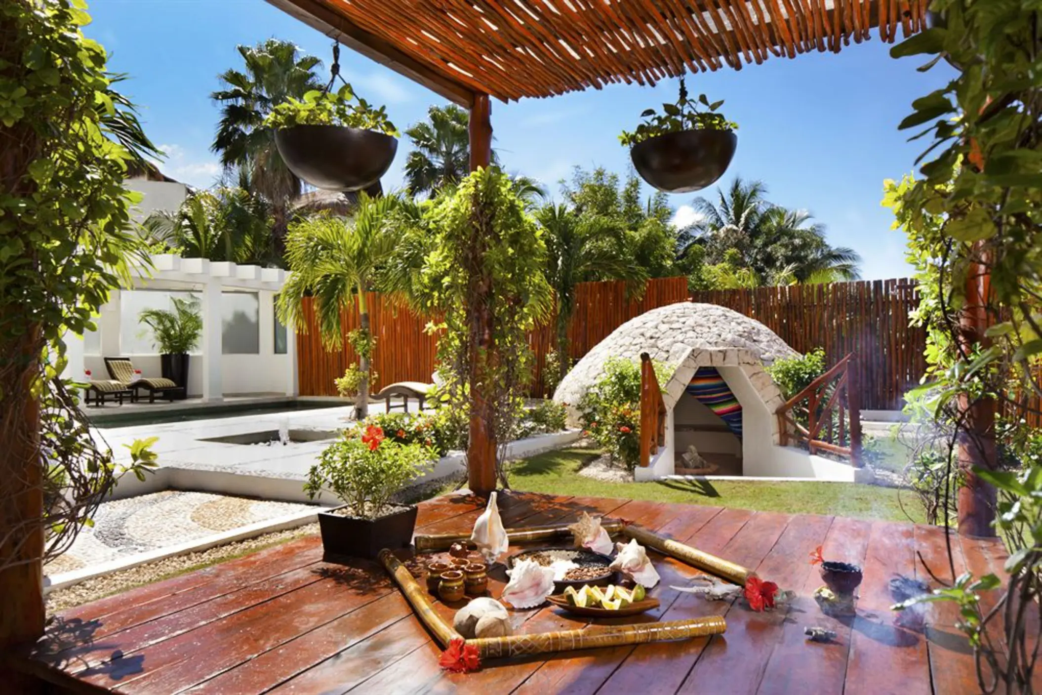 temazcal ceremony area at El Dorado Casitas Royale