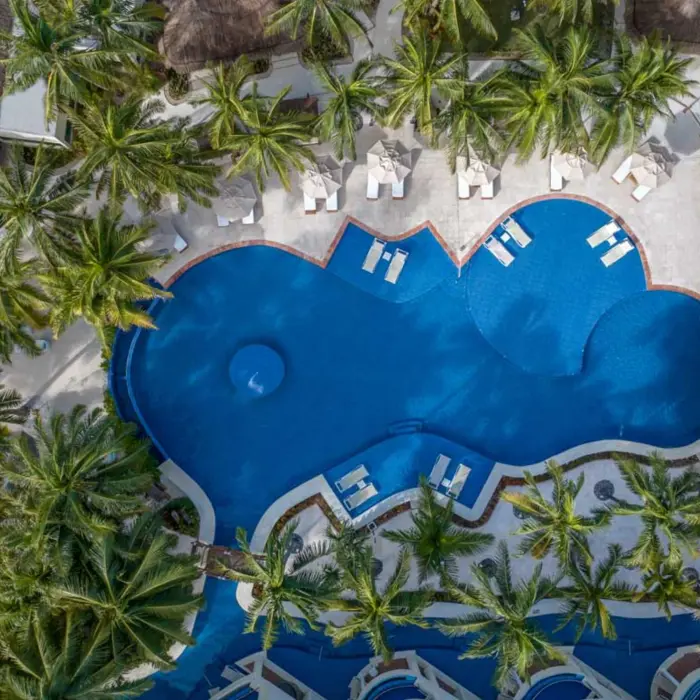 aerial view of the pool at El Dorado Maroma