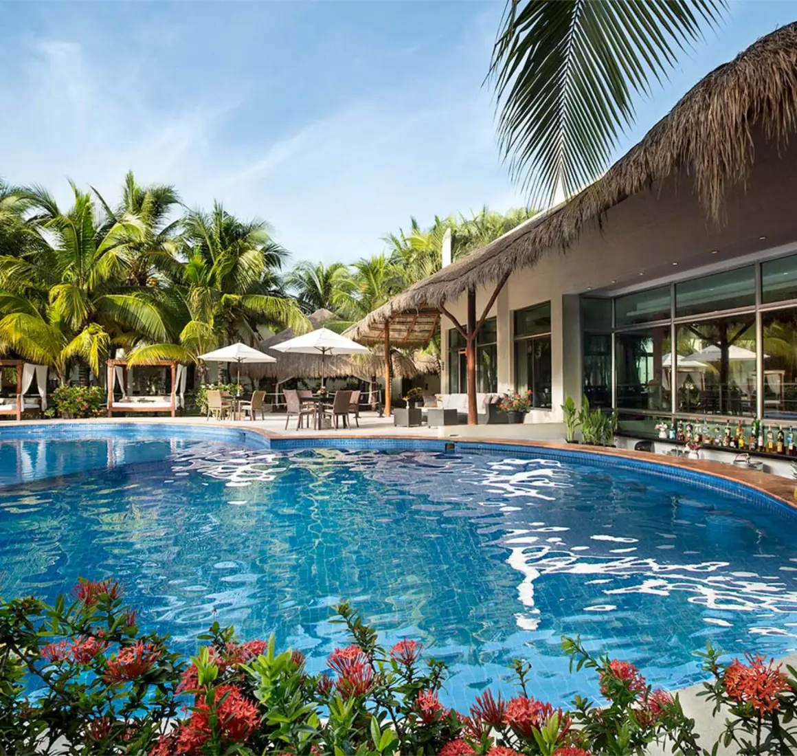 swim up bar at El Dorado Maroma